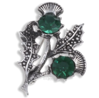 Double Thistle Emerald Brooch