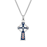 Celtic Cross Necklace Blue - Red