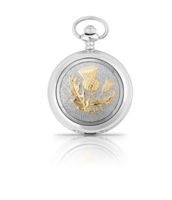 Two Tone Scottish Thistle Mechanical Pocket Watch