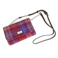 Harris Tweed 'Strathy' Wallet Shoulder Bag in Orange/Purple Tartan