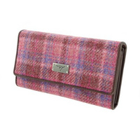 Harris Tweed 'Tiree' Purse in Pink Check with ID window